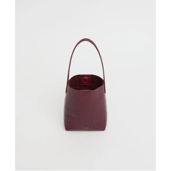 Mansur Gavriel Mini Everyday Cabas in Oxblood Croc, view 4 | Mini Bags