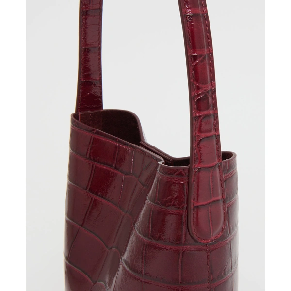 Mansur Gavriel Mini Everyday Cabas in Oxblood Croc, view 5 | Mini Bags