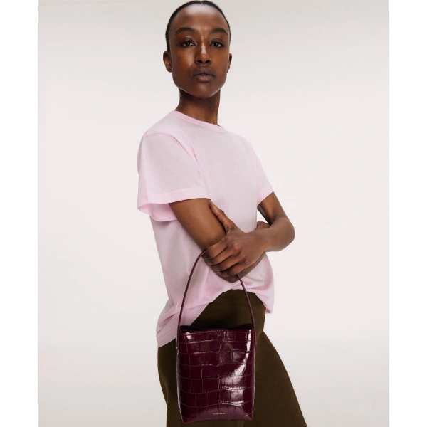 Mansur Gavriel Mini Everyday Cabas in Oxblood Croc, view 6 | Mini Bags