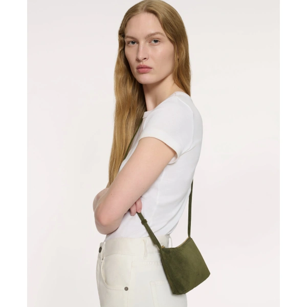 Mansur Gavriel Mini Gaia Crossbody in Algae Suede, view 2 | Crossbody Bags