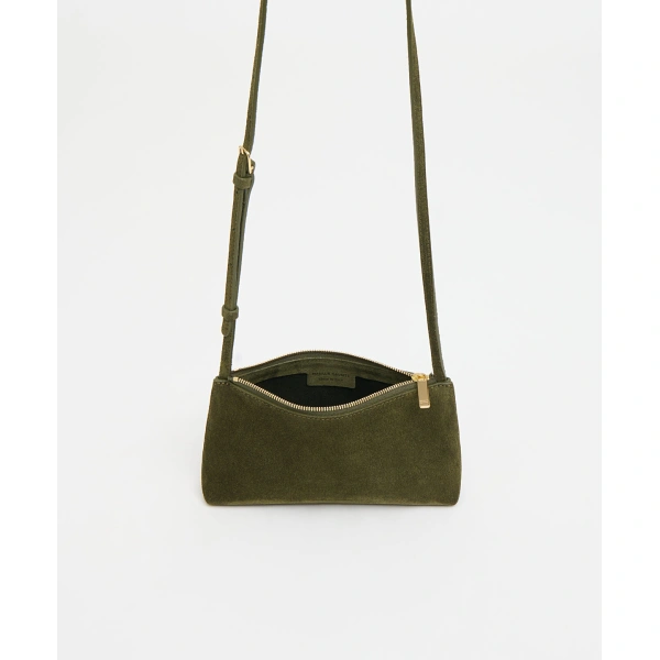 Mansur Gavriel Mini Gaia Crossbody in Algae Suede, view 4 | Crossbody Bags