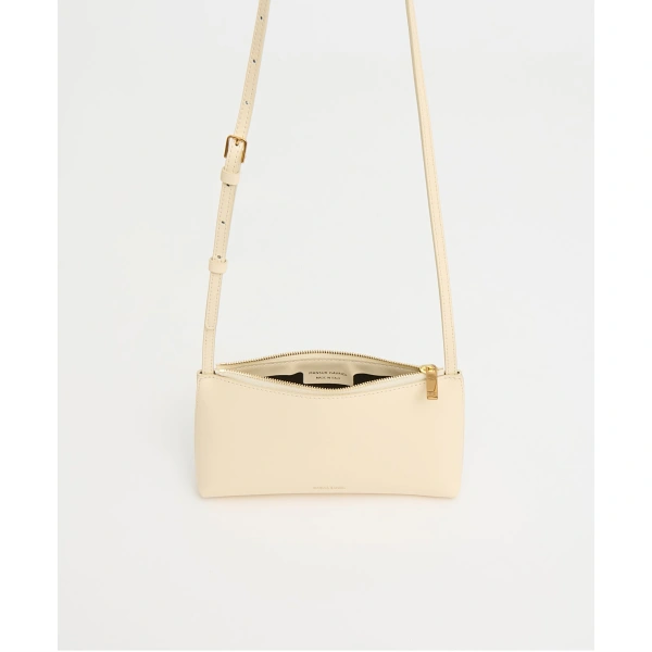 Mansur Gavriel Mini Gaia Crossbody in Crema and Ebony, view 3 | Crossbody Bags