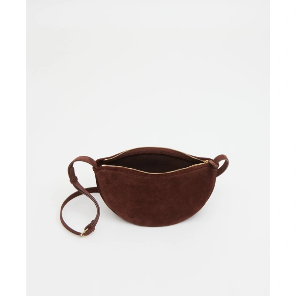 Mansur Gavriel Moon Sling in Chocolate Suede, view 4 | Crossbody Bags