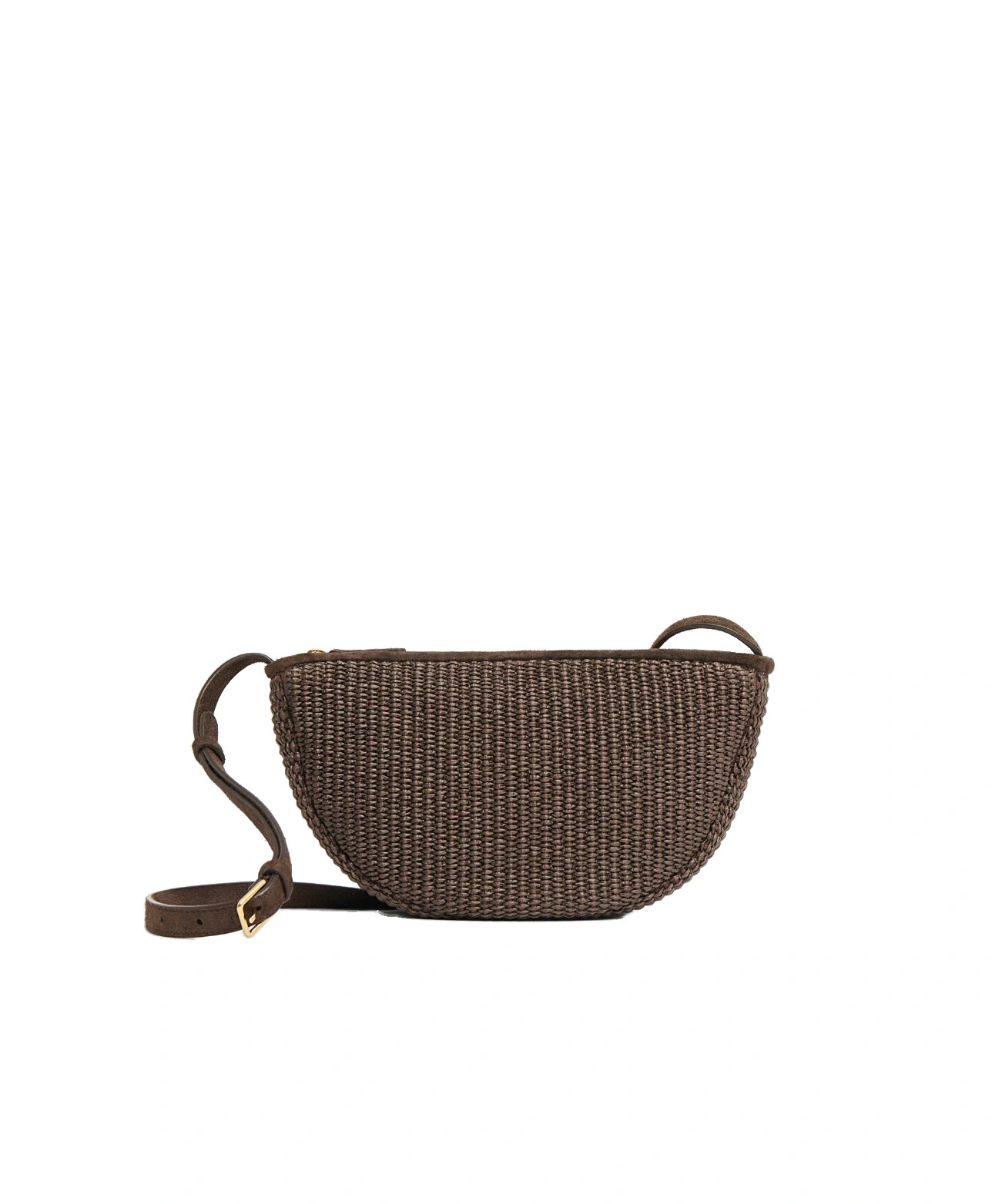 Mansur Gavriel Moon Sling in Ebony Raffia and Suede Mansur Gavriel Moon Sling in Ebony Raffia and Suede | Crossbody Bags