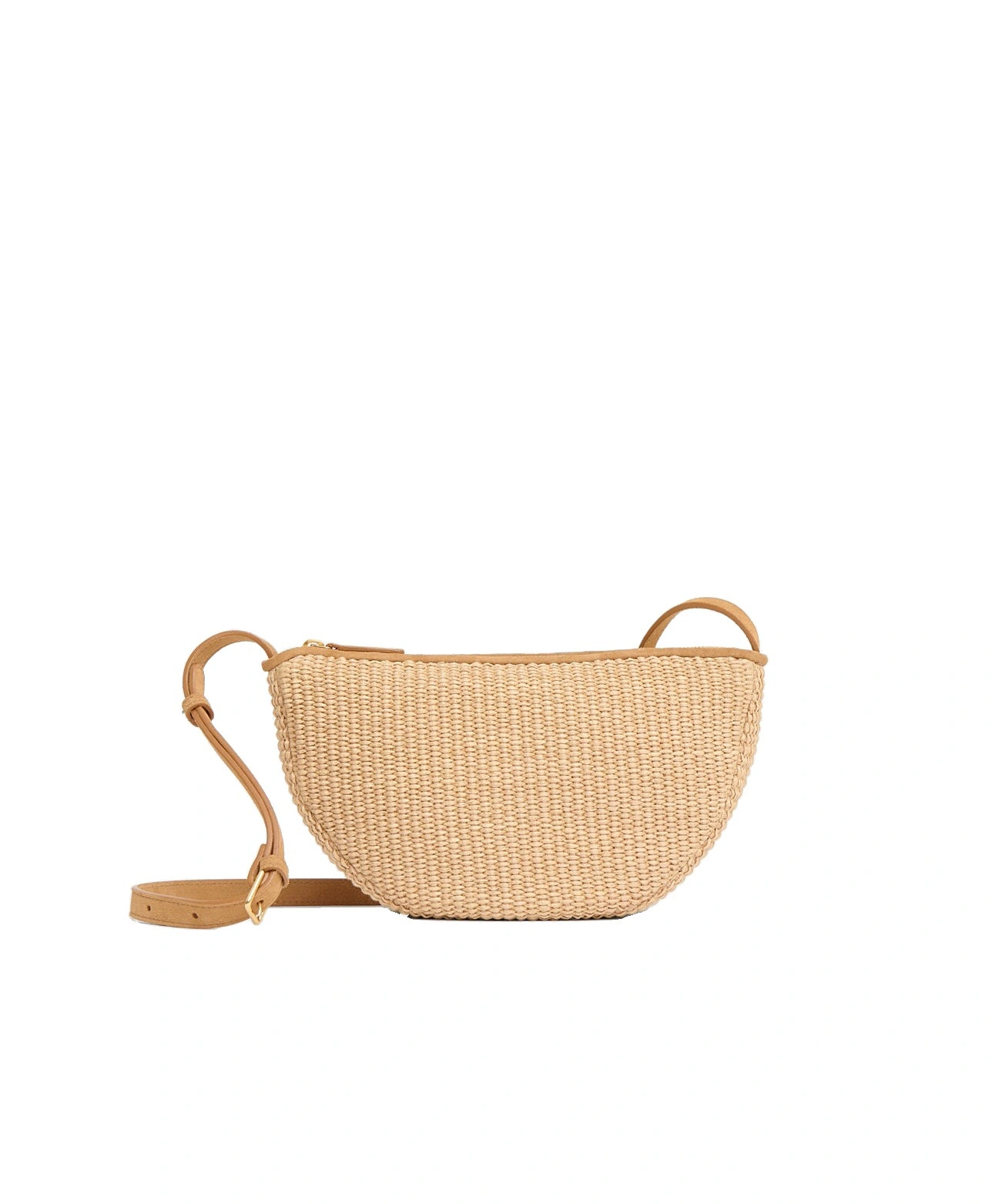 Mansur Gavriel Moon Sling in Natural Raffia and Budino Suede Mansur Gavriel Moon Sling in Natural Raffia and Budino Suede | Crossbody Bags