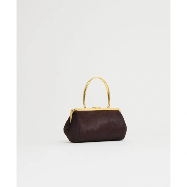 Mansur Gavriel Pina Evening Bag in Plum Ponyhair, view 3 | Clutch Bags