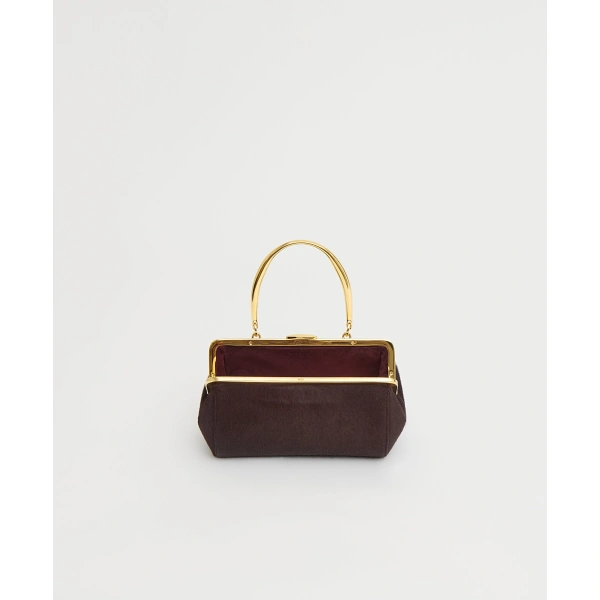 Mansur Gavriel Pina Evening Bag in Plum Ponyhair, view 4 | Clutch Bags