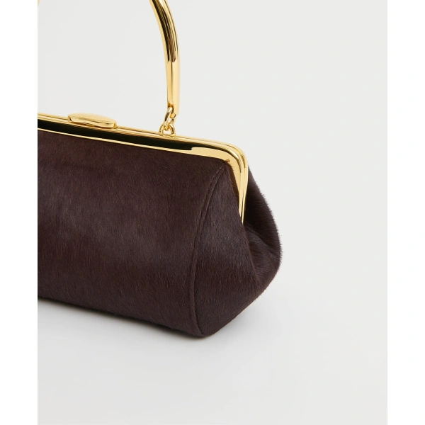 Mansur Gavriel Pina Evening Bag in Plum Ponyhair, view 5 | Clutch Bags