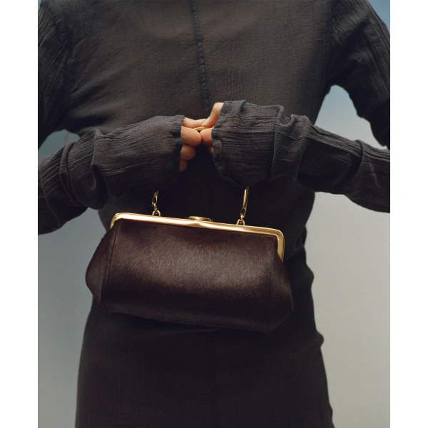 Mansur Gavriel Pina Evening Bag in Plum Ponyhair, view 6 | Clutch Bags