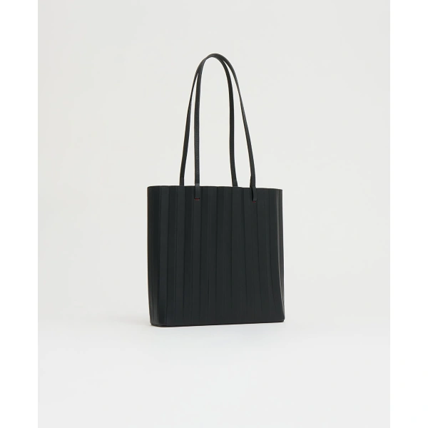 Mansur Gavriel Pleated Filo Tote in Black and Flamma, view 2 | Totes & Top-Handle Bags