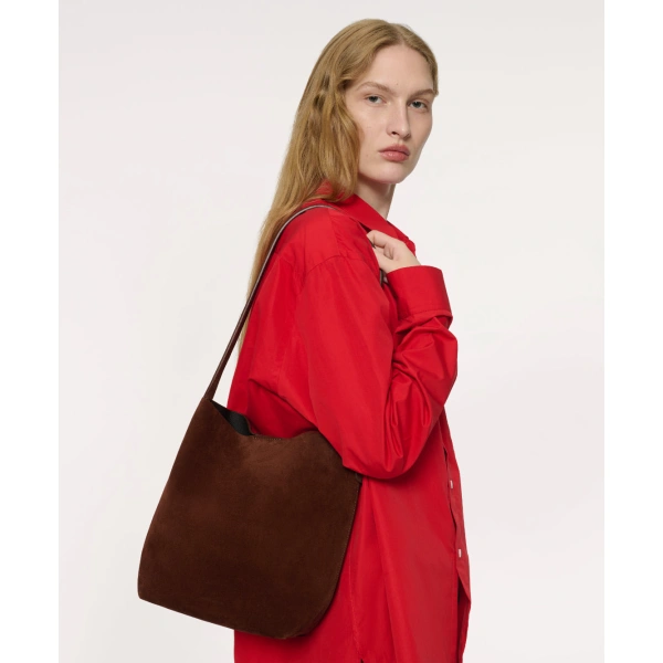 Mansur Gavriel Small Everyday Cabas in Chocolate Suede, view 2 | Totes & Top-Handle Bags