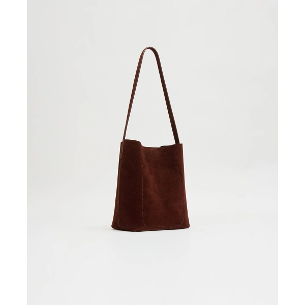 Mansur Gavriel Small Everyday Cabas in Chocolate Suede, view 3 | Totes & Top-Handle Bags