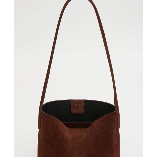 Mansur Gavriel Small Everyday Cabas in Chocolate Suede, view 4 | Totes & Top-Handle Bags