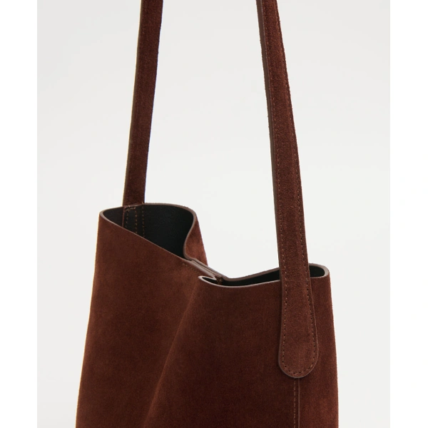 Mansur Gavriel Small Everyday Cabas in Chocolate Suede, view 5 | Totes & Top-Handle Bags