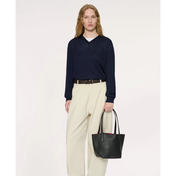 Mansur Gavriel Small Everyday Soft Tote in Black and Flamma, view 2 | Totes & Top-Handle Bags