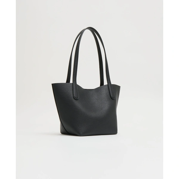 Mansur Gavriel Small Everyday Soft Tote in Black and Flamma, view 3 | Totes & Top-Handle Bags