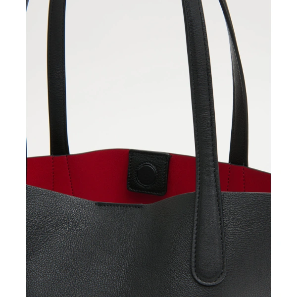 Mansur Gavriel Small Everyday Soft Tote in Black and Flamma, view 5 | Totes & Top-Handle Bags