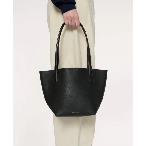 Mansur Gavriel Small Everyday Soft Tote in Black and Flamma, view 6 | Totes & Top-Handle Bags