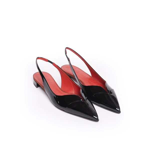 Maria Lucia Hohan Aisha Patent Slingback Flats in Black | Flats | Coveti