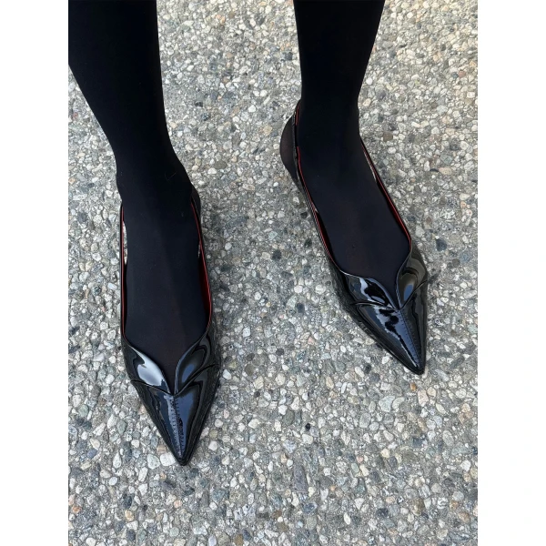 Maria Lucia Hohan Aisha Patent Slingback Flats in Black | Flats | Coveti