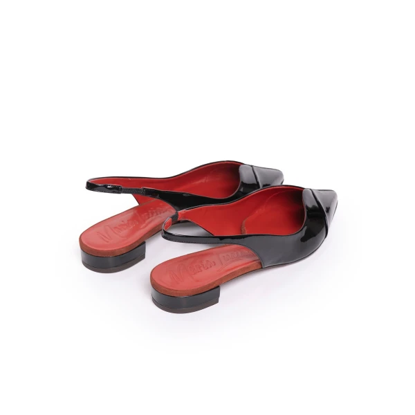 Maria Lucia Hohan Aisha Patent Slingback Flats in Black | Flats | Coveti
