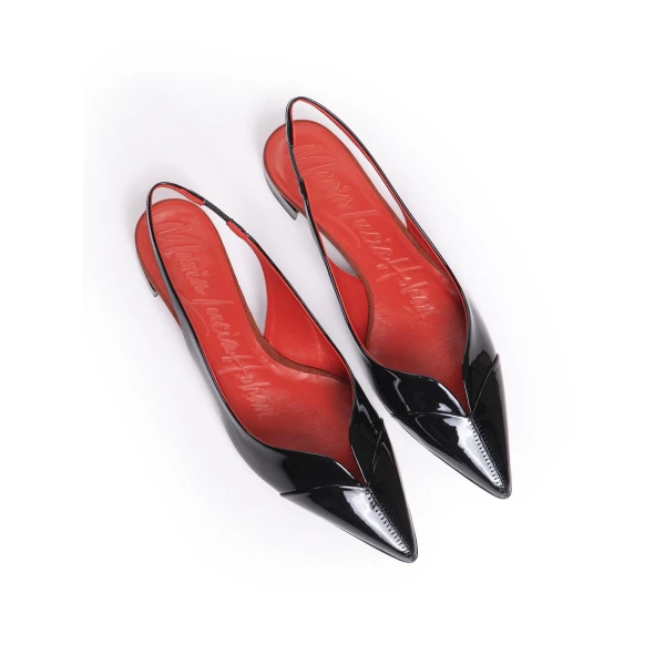 Maria Lucia Hohan Aisha Patent Slingback Flats in Black | Flats | Coveti