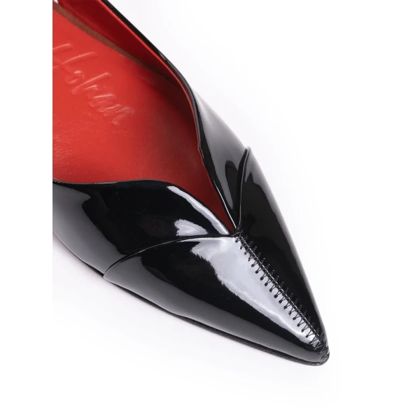Maria Lucia Hohan Aisha Patent Slingback Flats in Black | Flats | Coveti
