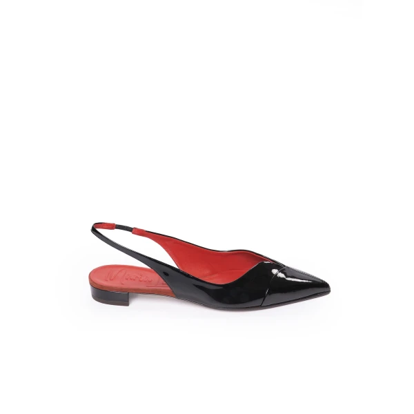Aisha Patent Slingback Flats in Black