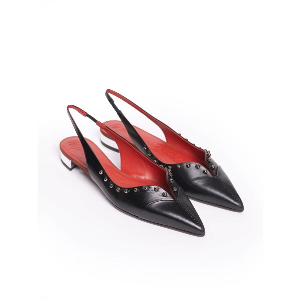 Maria Lucia Hohan Aisha Slingback Flats in Black Embellished | Flats | Coveti