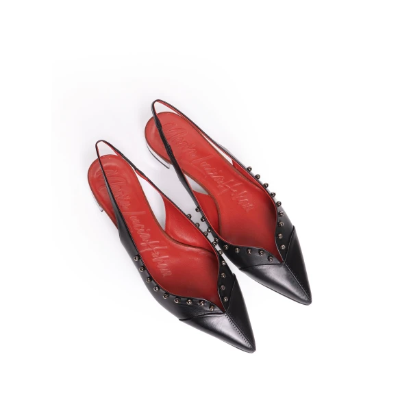 Maria Lucia Hohan Aisha Slingback Flats in Black Embellished | Flats | Coveti