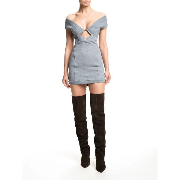 Maria Lucia Hohan Amalya Mini Dress in Silver | Mini Dresses | Coveti
