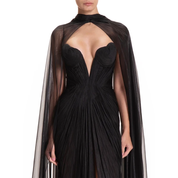 Maria Lucia Hohan Celestina Cape in Mascara | Scarves | Coveti
