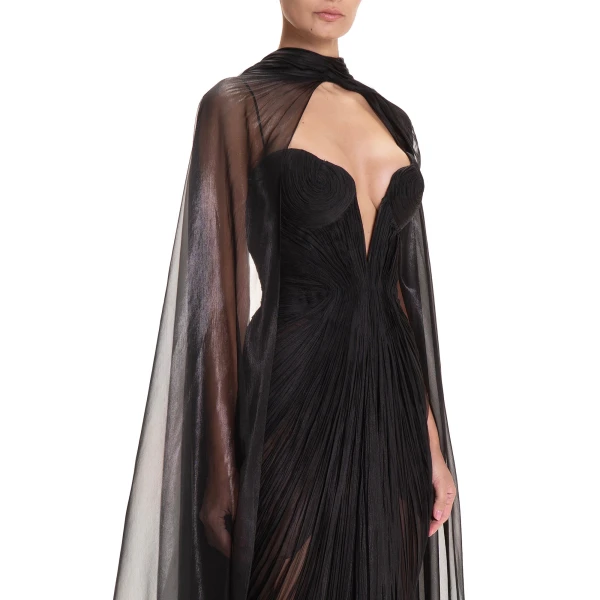 Maria Lucia Hohan Celestina Cape in Mascara | Scarves | Coveti