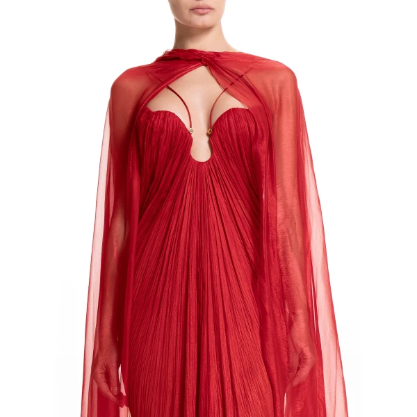 Maria Lucia Hohan Celestina Cape in Salsa | Scarves | Coveti
