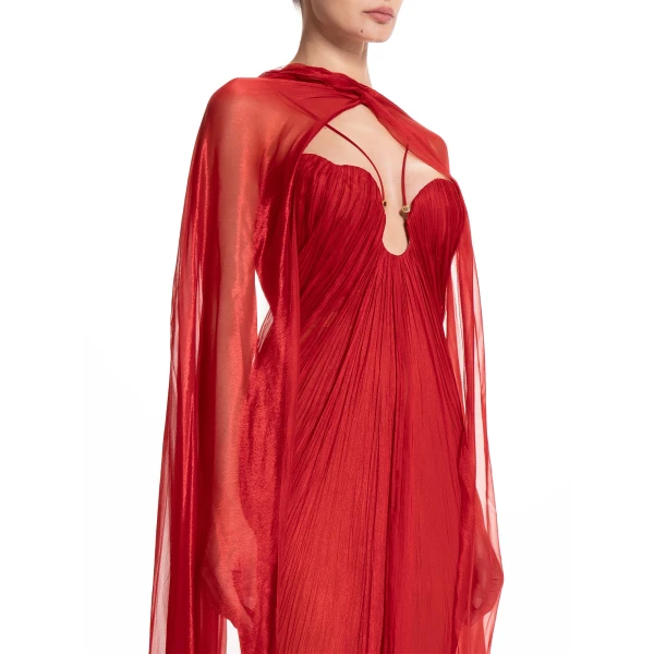 Maria Lucia Hohan Celestina Cape in Salsa | Scarves | Coveti