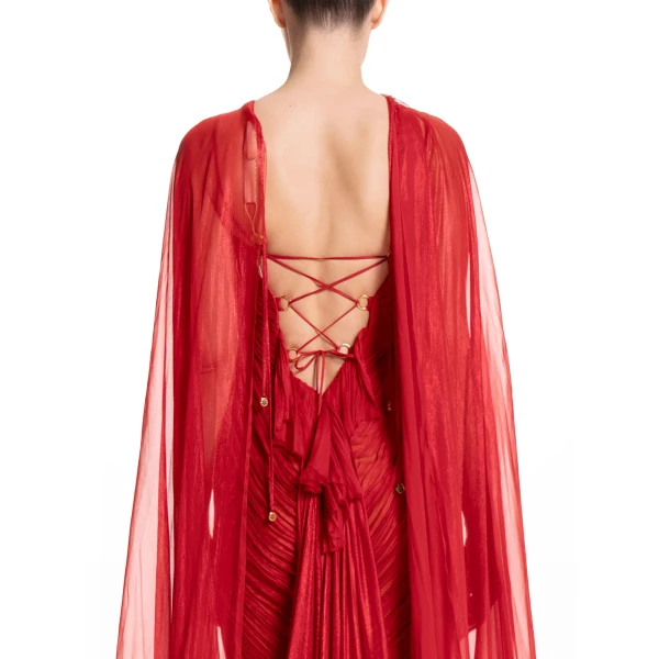 Maria Lucia Hohan Celestina Cape in Salsa | Scarves | Coveti