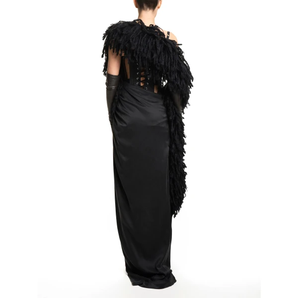 Maria Lucia Hohan Enya Fringe Scarf in Black | Scarves | Coveti