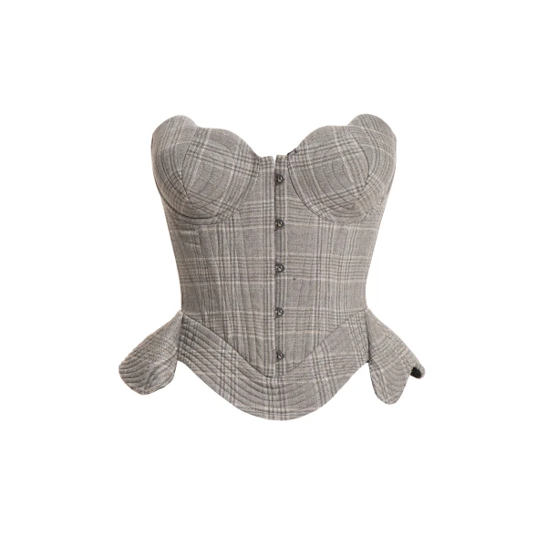 Fabrizia Corset in Grey Moonbeam Check
