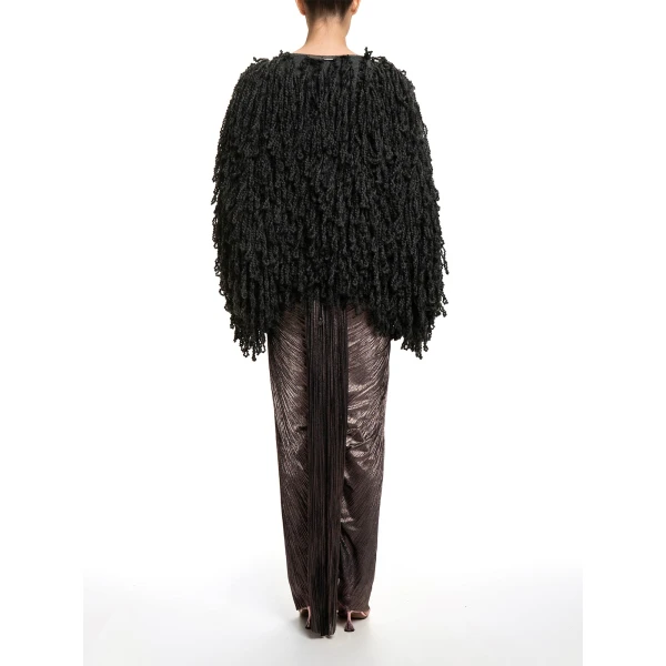 Maria Lucia Hohan Fussili Cape in Black | Scarves | Coveti