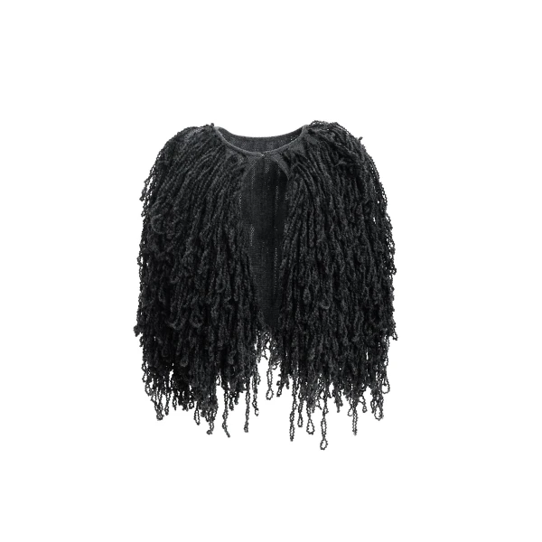 Maria Lucia Hohan Fussili Cape in Black | Scarves | Coveti