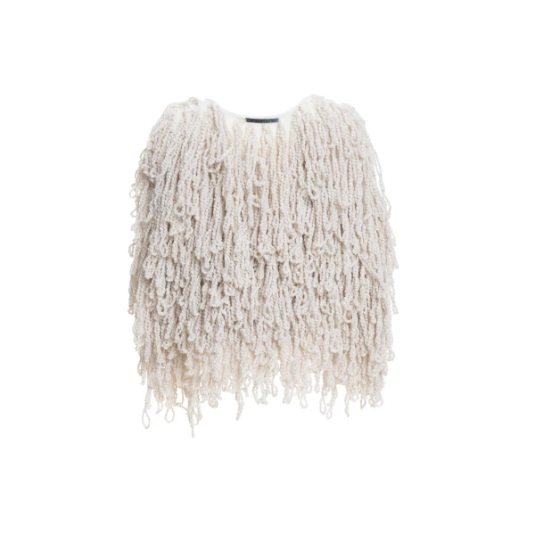 Maria Lucia Hohan Fussili Cape in Ivory | Scarves | Coveti