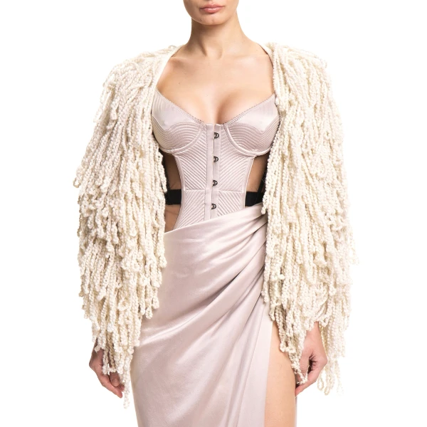 Maria Lucia Hohan Fussili Cape in Ivory | Scarves | Coveti