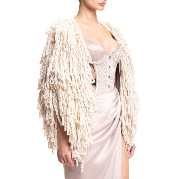 Maria Lucia Hohan Fussili Cape in Ivory | Scarves | Coveti