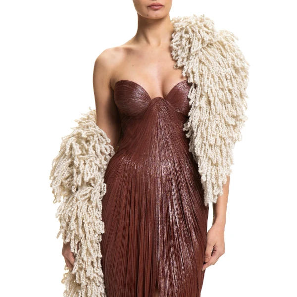 Maria Lucia Hohan Fussili Scarf in Ivory | Scarves | Coveti