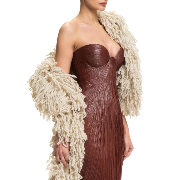 Maria Lucia Hohan Fussili Scarf in Ivory | Scarves | Coveti