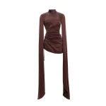 Maria Lucia Hohan Jamila Mini Dress in Bitter Chocolate | Mini Dresses | Coveti