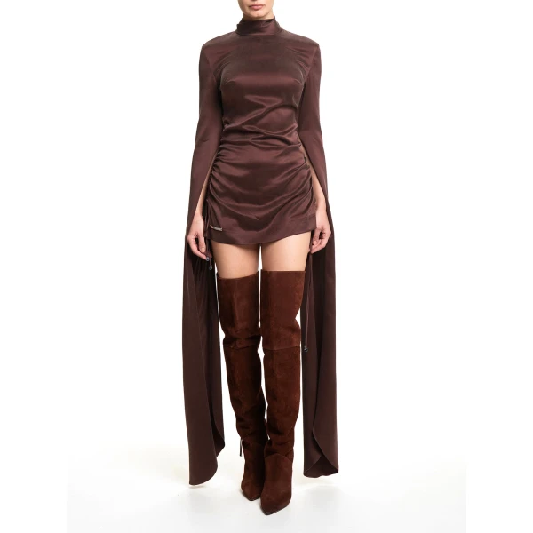 Maria Lucia Hohan Jamila Mini Dress in Bitter Chocolate | Mini Dresses | Coveti