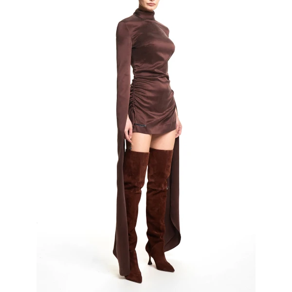 Maria Lucia Hohan Jamila Mini Dress in Bitter Chocolate | Mini Dresses | Coveti