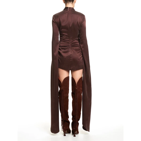 Maria Lucia Hohan Jamila Mini Dress in Bitter Chocolate | Mini Dresses | Coveti