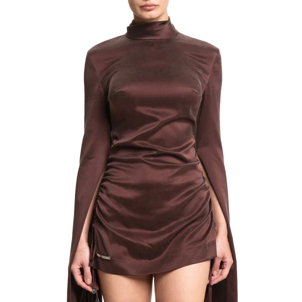 Maria Lucia Hohan Jamila Mini Dress in Bitter Chocolate | Mini Dresses | Coveti